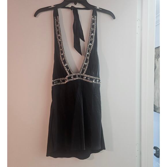 Victoria Secret Other - Women's Black Satin Embroidered nighty lingerie size small